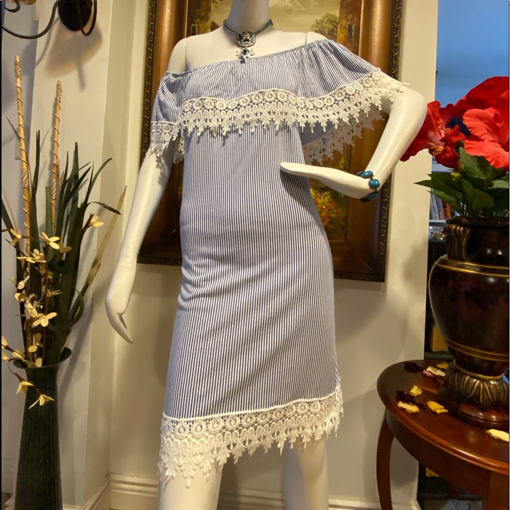 NEW COLLECTION: Blue Stripe Dress,size M.